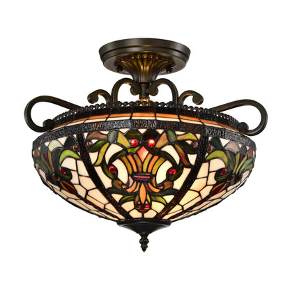 BELOFAY Art Deco Tiffany Ceiling Light Stained Glass Art Deco Handmade Uplighter Shade Ceiling Lights for Living Room, Bedroom, Dining Room and Kitchen