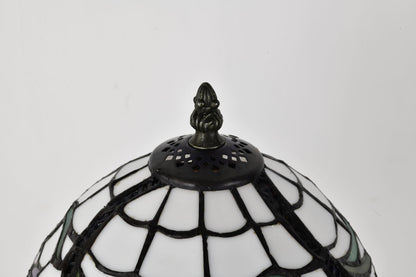 BELOFAY Elegant Floral Tiffany Stained Glass Bedside Lamp – Handmade Vintage, 8" Shade Diameter x 13" Stand Height